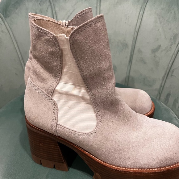 Jeffrey Campbell x Free People Suede Beige Platform Boots - Picture 7 of 11